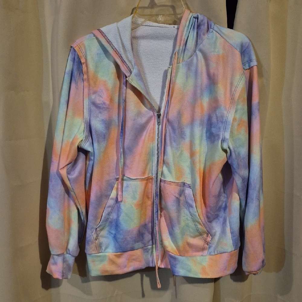 Pastel Tie-Dye Zip Hoodie - Multicolor